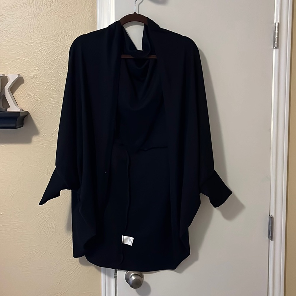Open front Dolman sleeve black cardigan